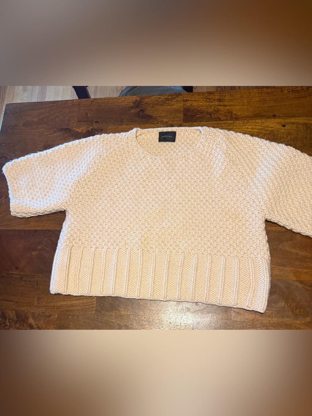 Rachel Comey Cream Cropped Highland Wool Knit Short Sleeve Pullover Sweater S